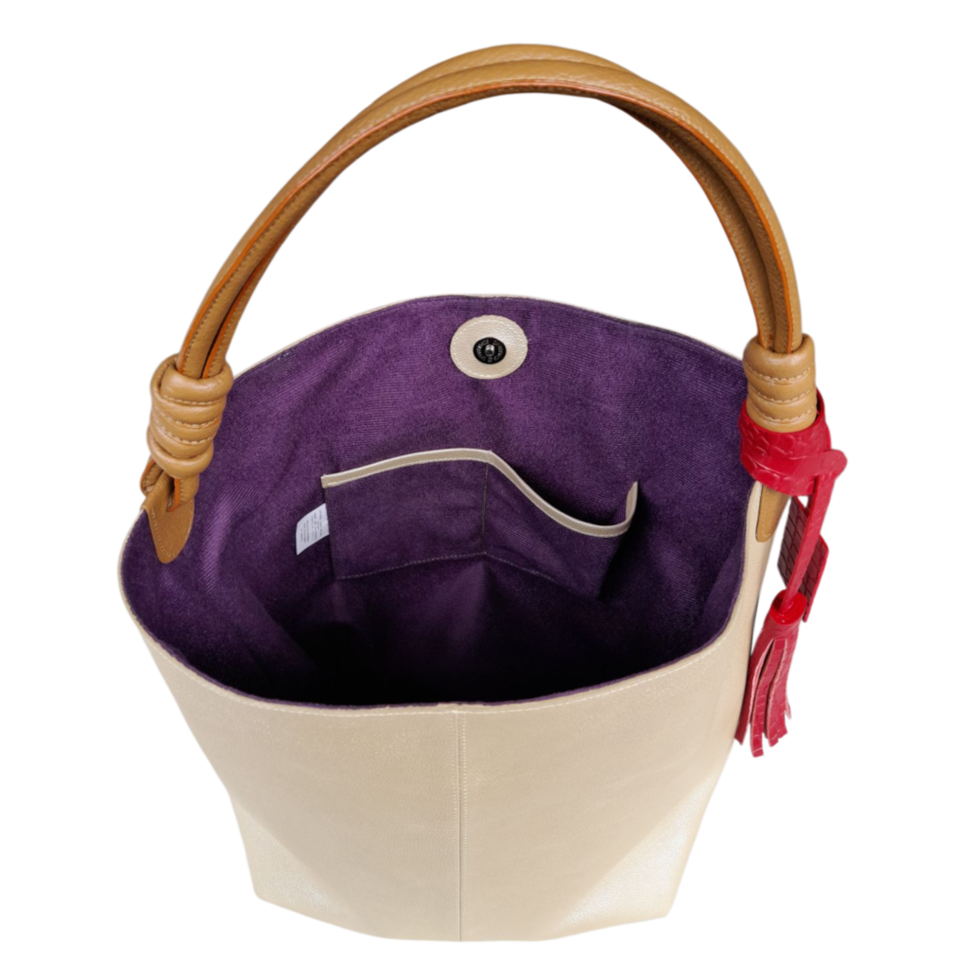 Bolso en cuero para mujer color oro