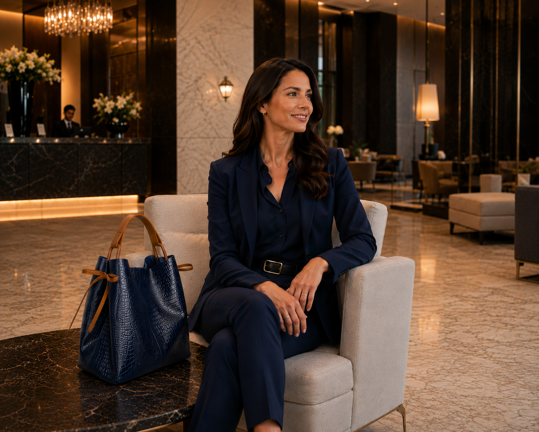 Bolso en cuero azul oscuro: cómo combinarlo y llevarlo con estilo