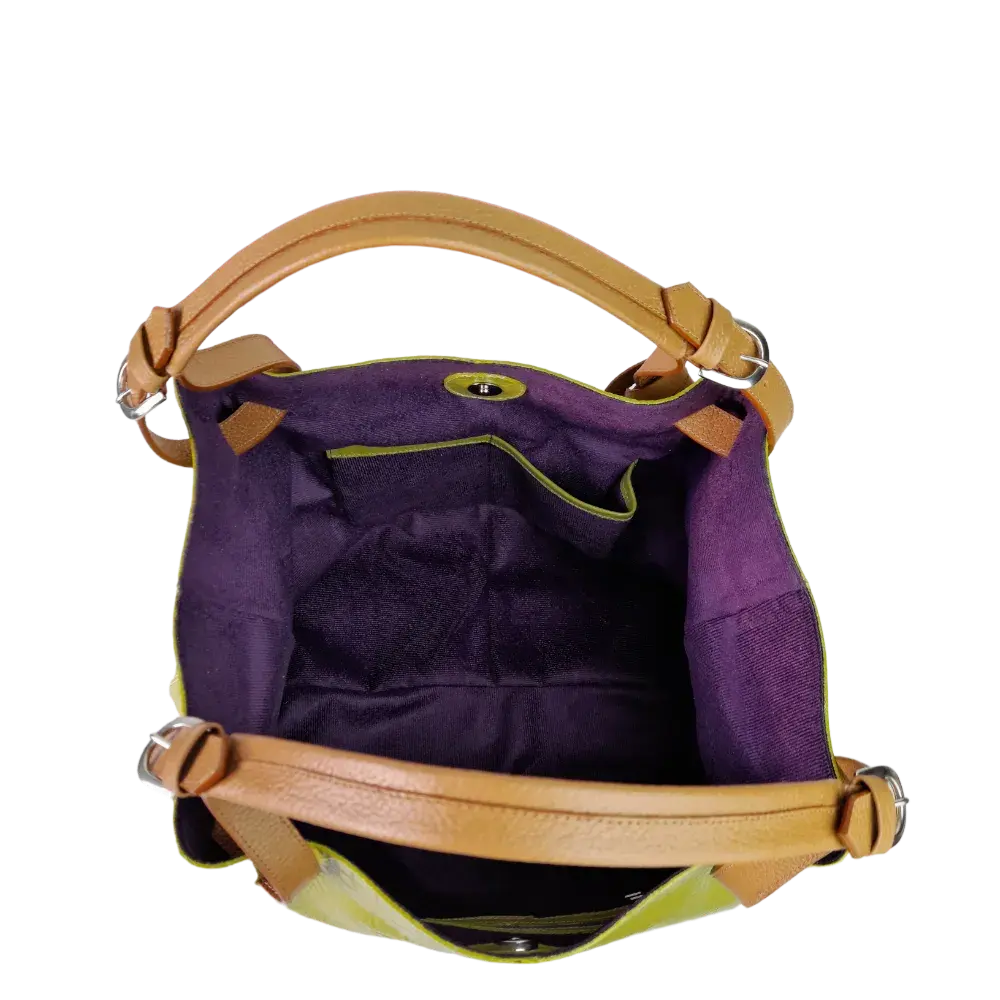 Bolso en cuero para mujer Adelle Reptil Verde limon