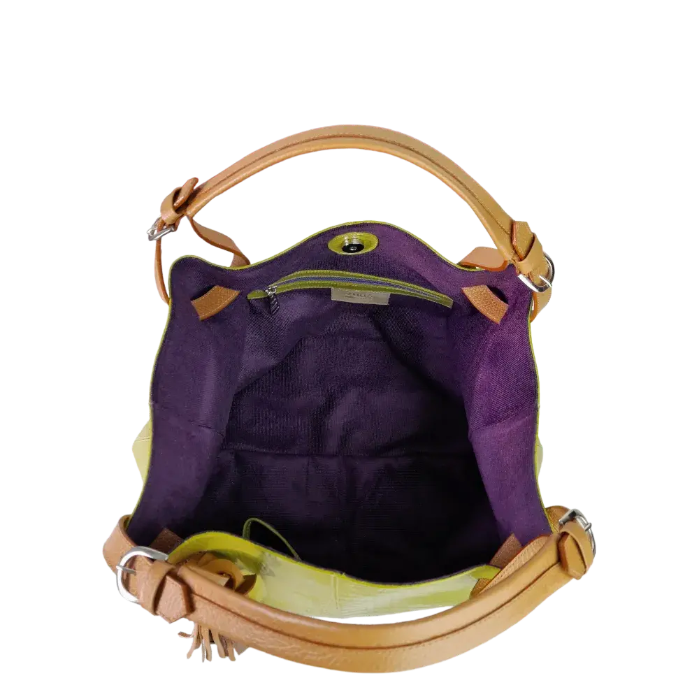 Bolso en cuero para mujer Adelle Reptil Verde limon