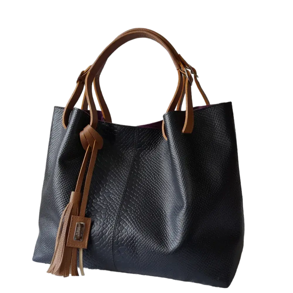 Bolso en cuero para mujer Adelle Reptil negro