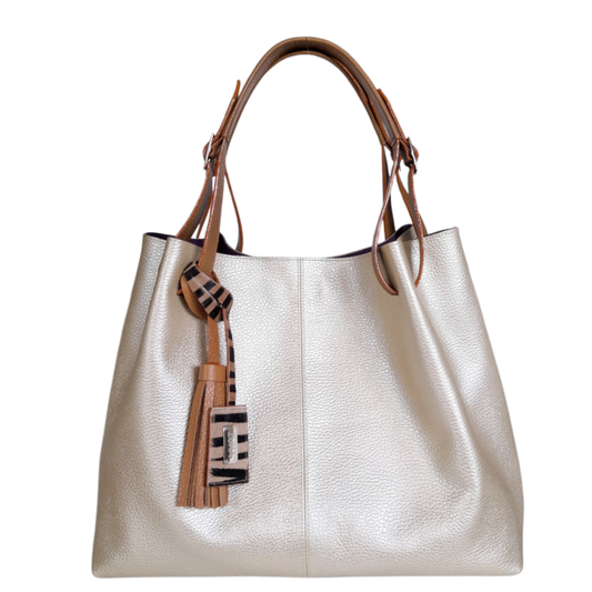 Bolso en cuero para mujer color oro