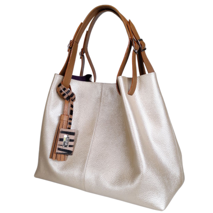Bolso en cuero para mujer color oro