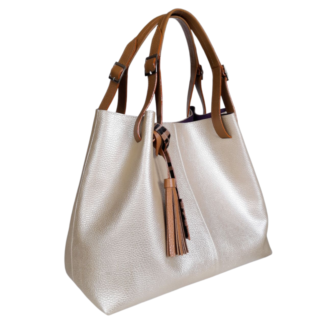 Bolso en cuero para mujer color oro