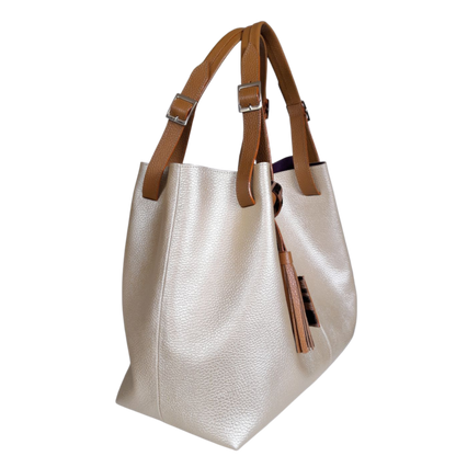Bolso en cuero para mujer color oro