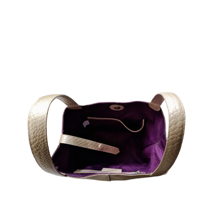 Bolso en cuero para mujer anaconda oro peltre