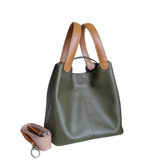Bolso en cuero color verde aceituna