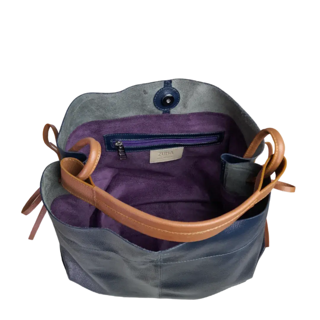 Bolso en cuero para mujer Aubrey Azul oscuro