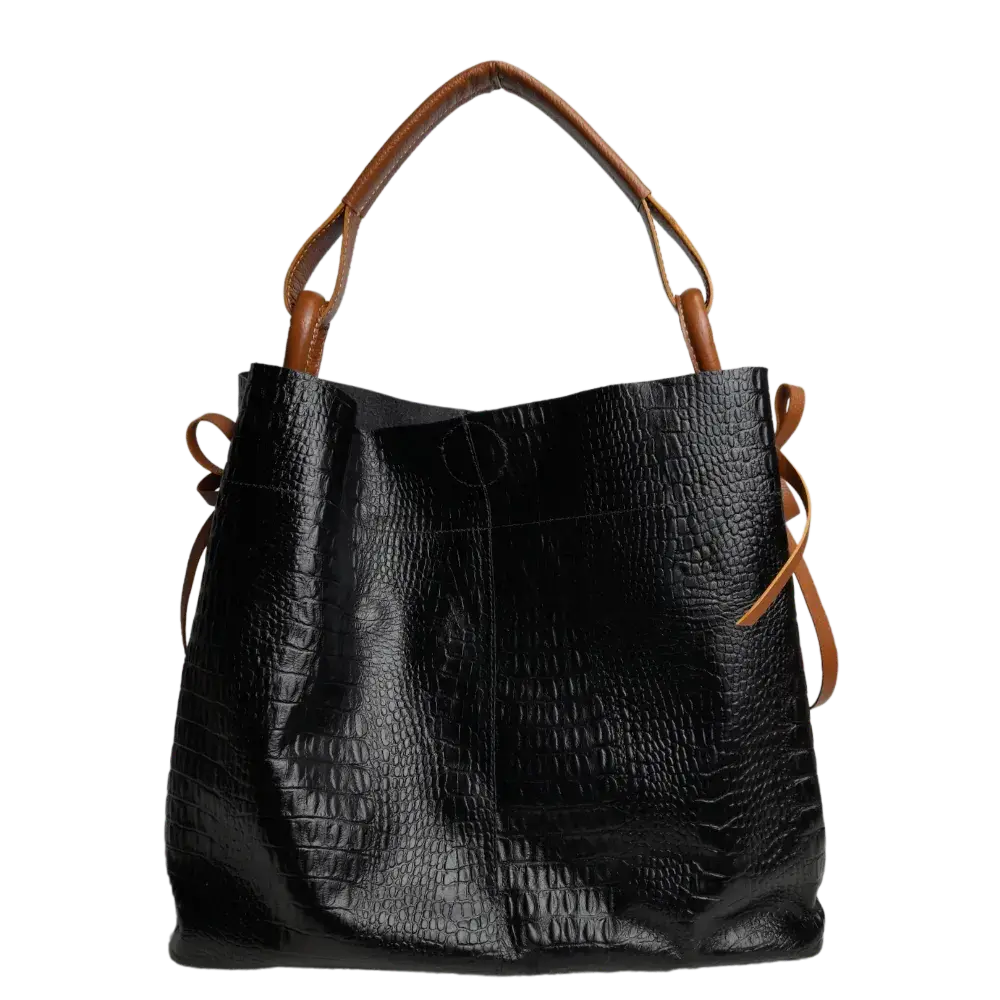 Bolso en cuero para mujer Aubrey Reptil negro