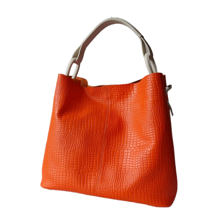 Bolso en cuero para mujer Aubrey Reptil Naranja