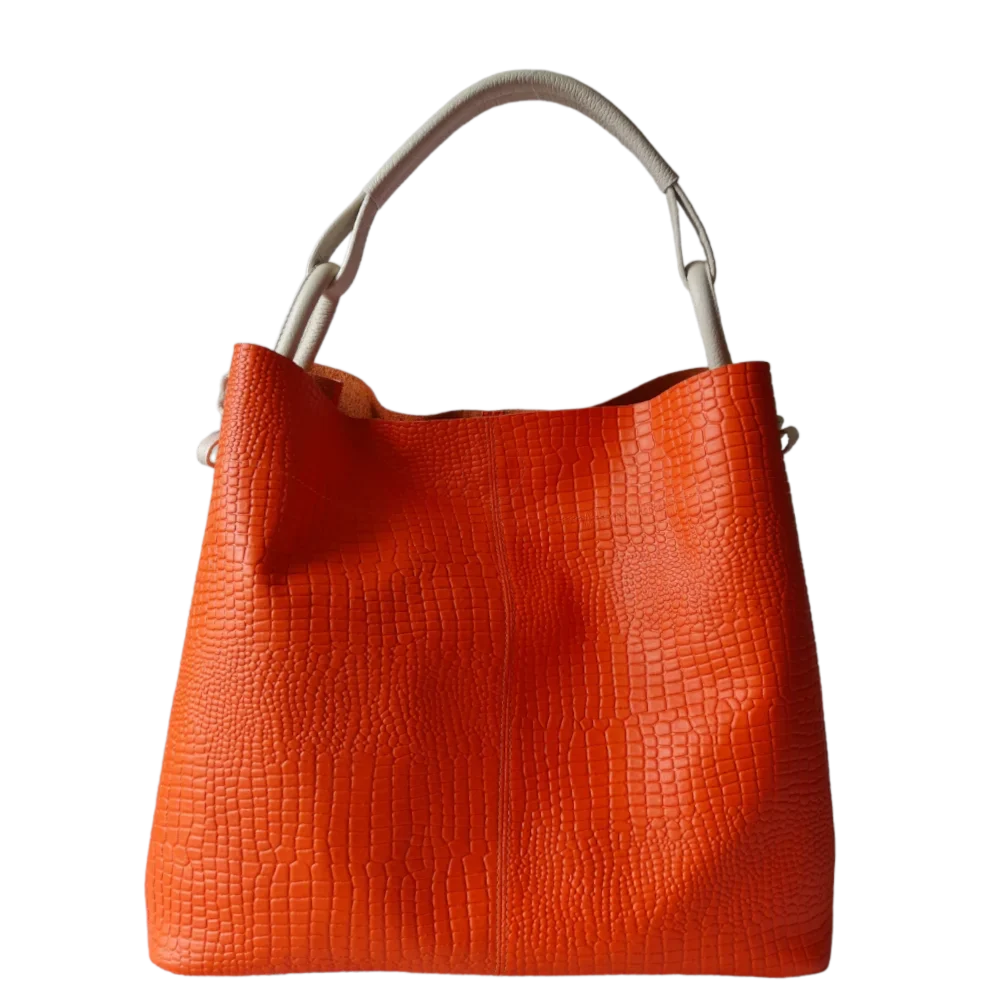 Bolso en cuero para mujer Aubrey Reptil Naranja