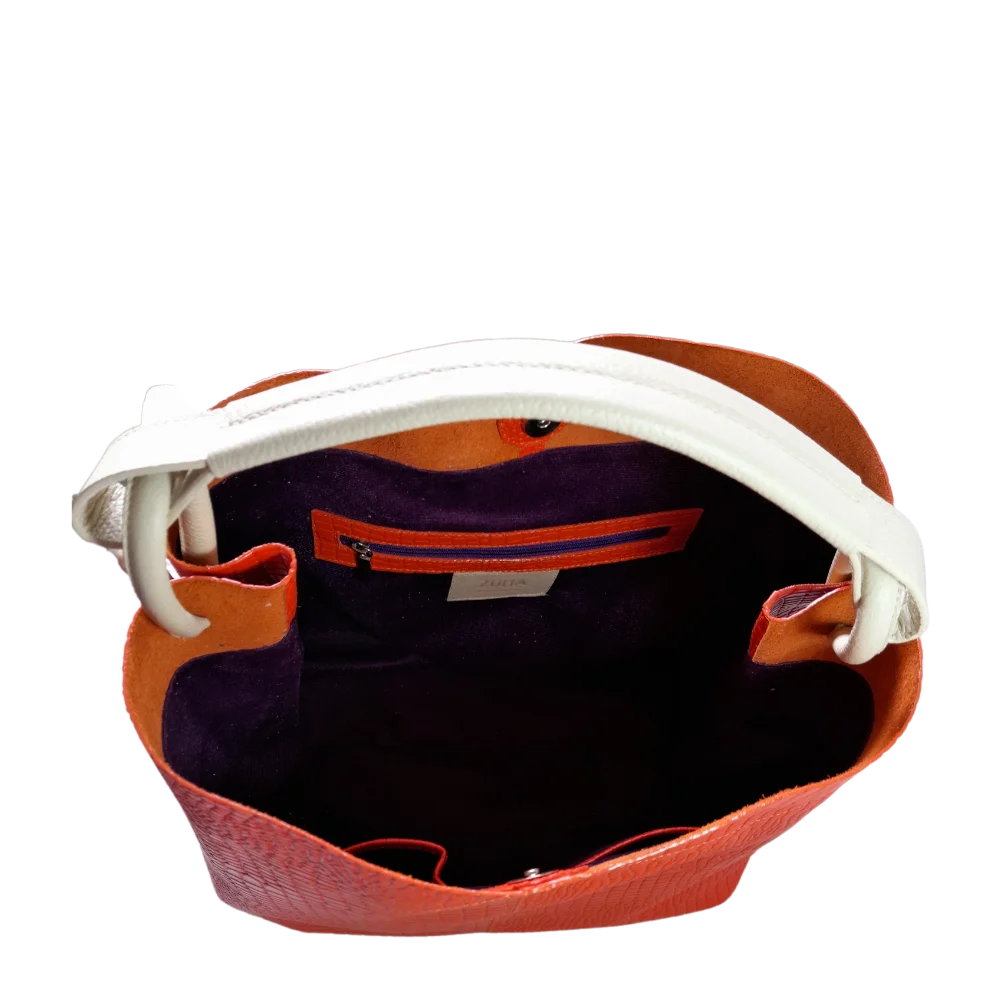 Bolso en cuero para mujer Aubrey Reptil Naranja