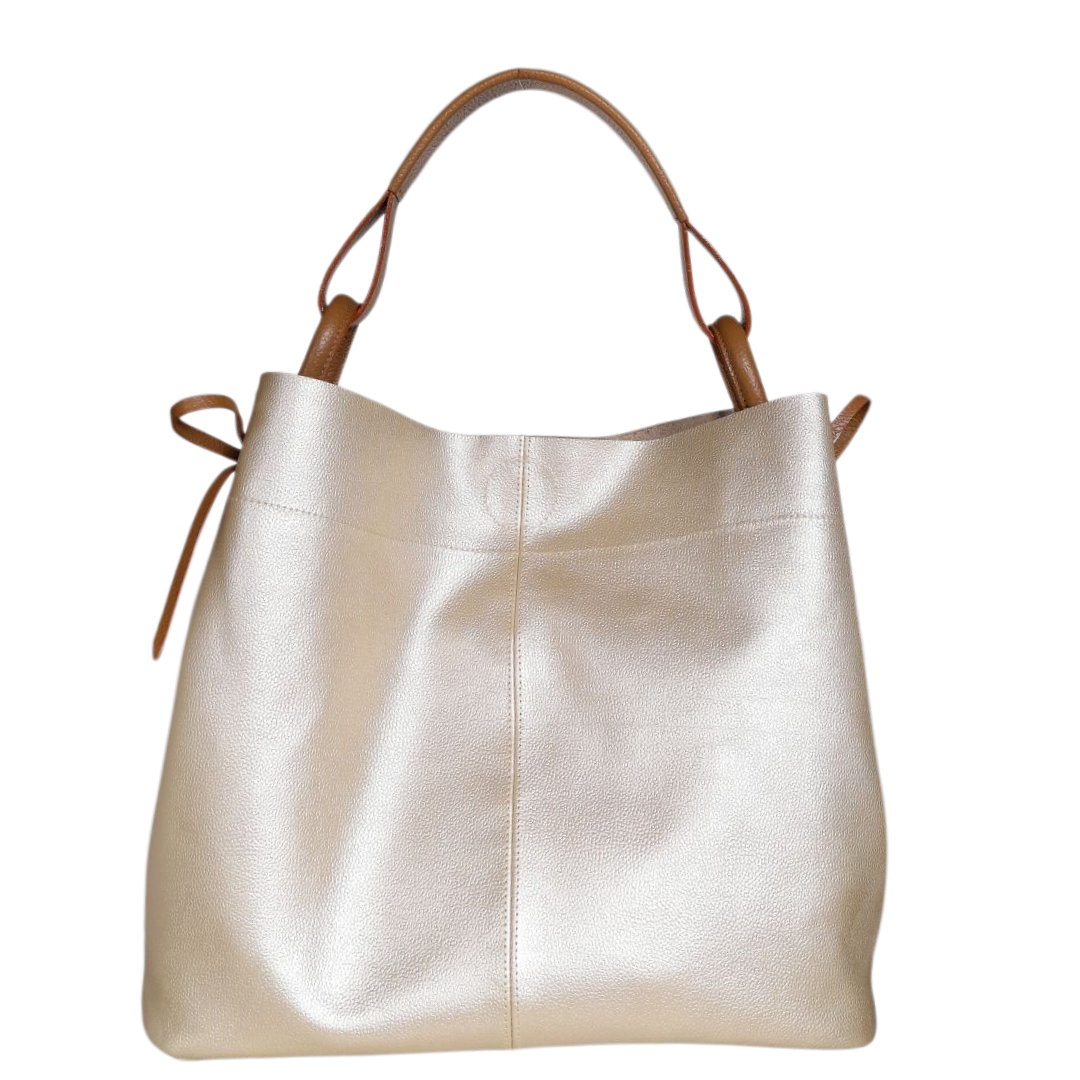 Bolso en cuero para mujer color oro claro