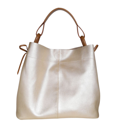 Bolso en cuero para mujer color oro claro