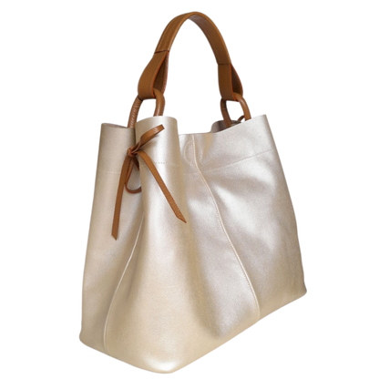 Bolso en cuero para mujer color oro claro