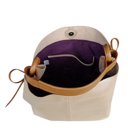 Bolso en cuero para mujer color oro claro