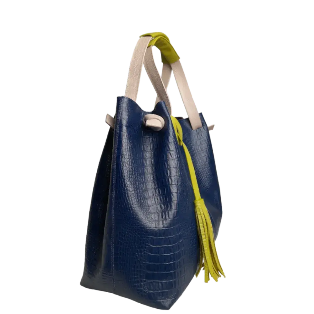 Bolso en cuero para mujer Eleanor Reptil azul oscuro