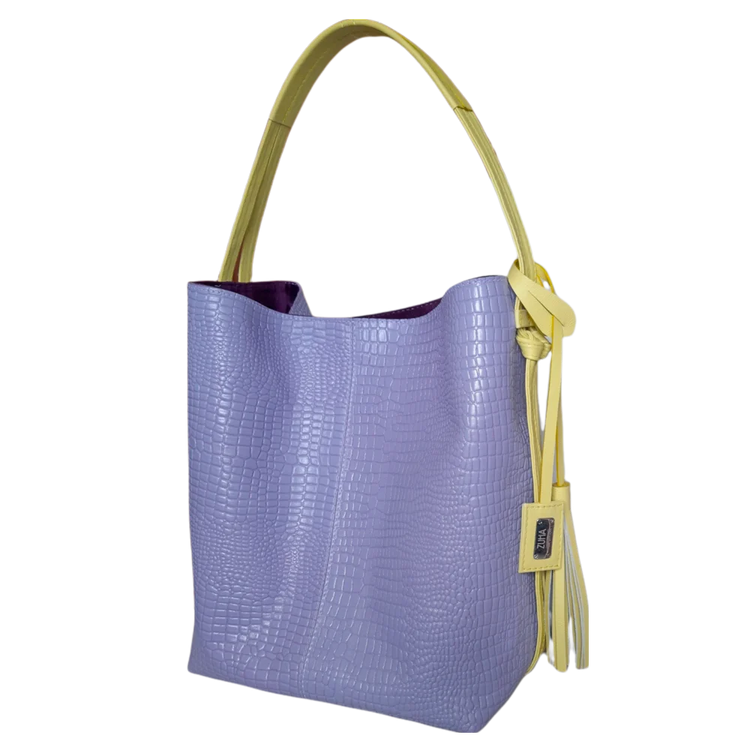 Bolso en cuero para mujer Grace Reptil lila