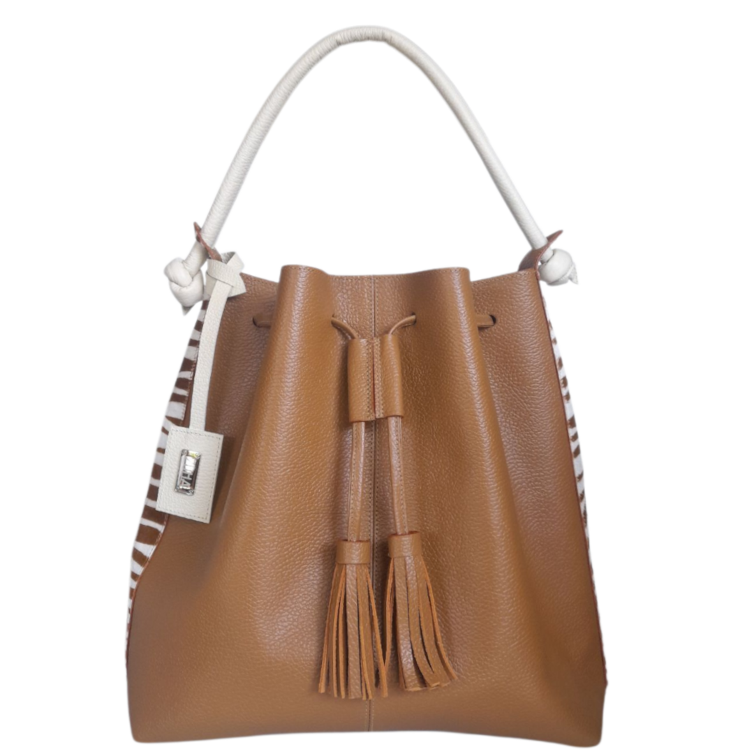 Bolso en cuero para mujer color miel