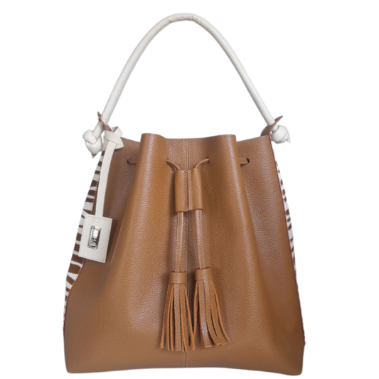 Bolso en cuero para mujer color miel