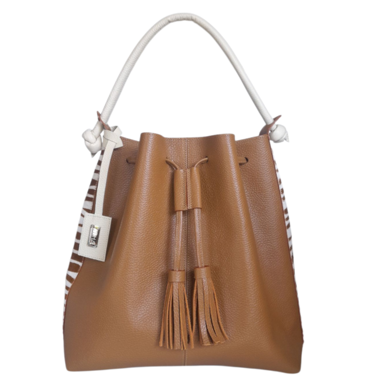 Bolso en cuero para mujer color miel