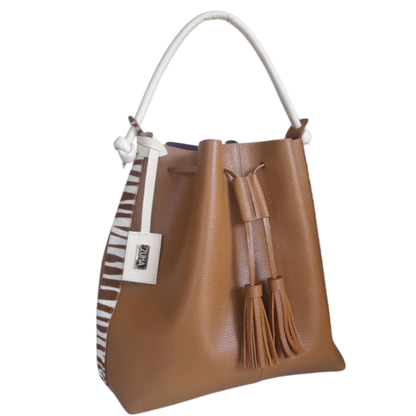 Bolso en cuero para mujer color miel