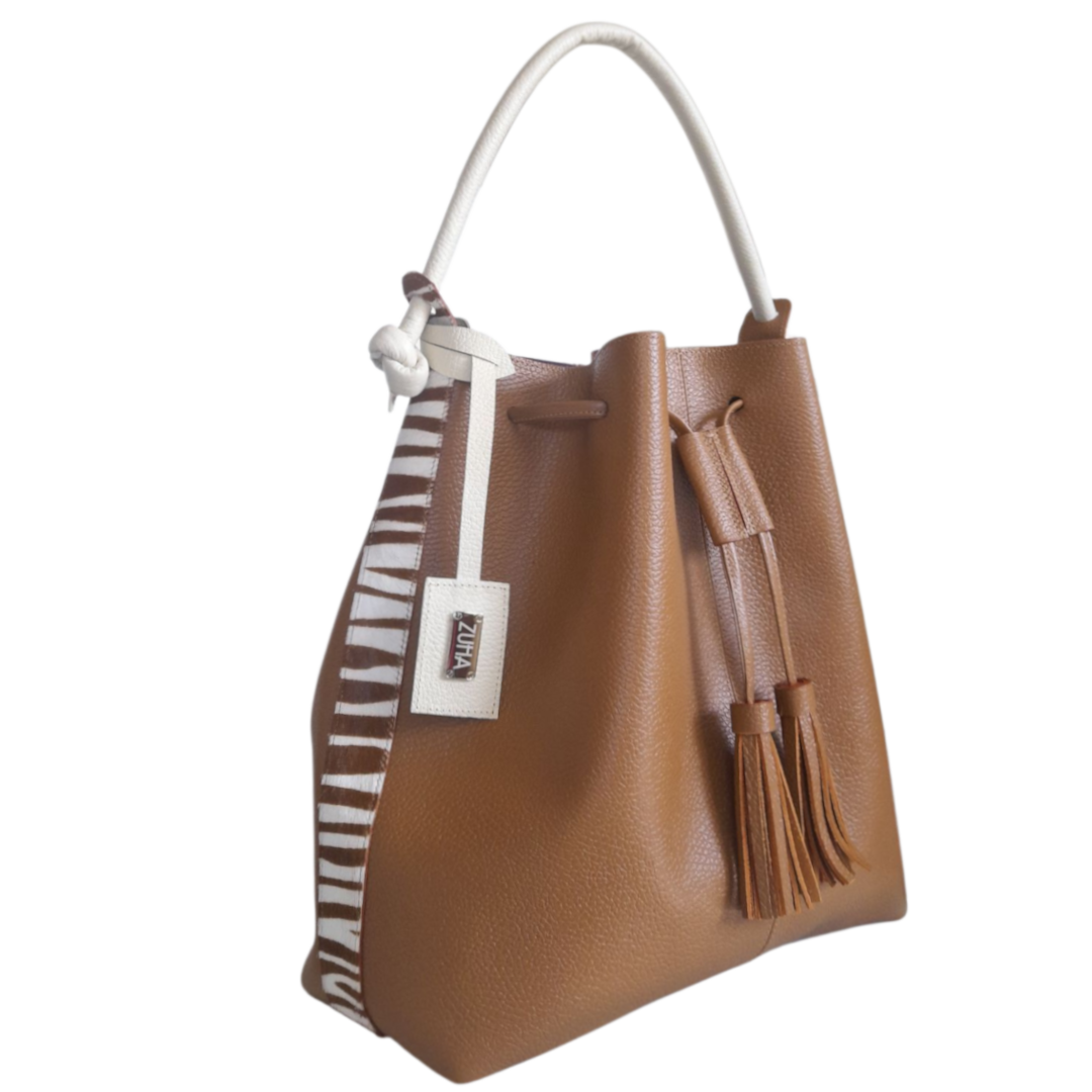 Bolso en cuero para mujer color miel