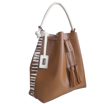 Bolso en cuero para mujer color miel