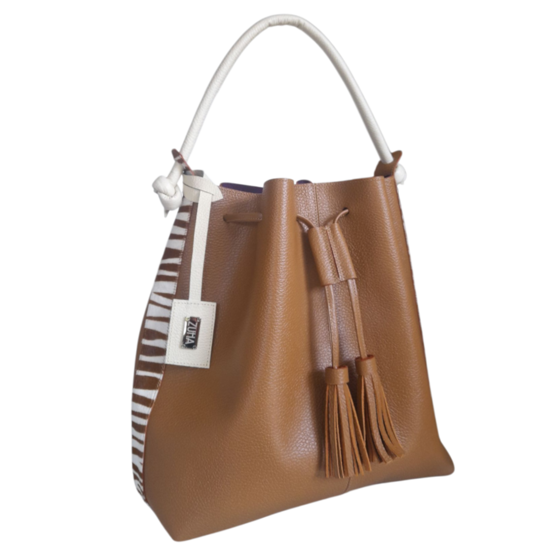 Bolso en cuero para mujer color miel