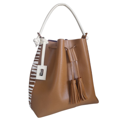 Bolso en cuero para mujer color miel