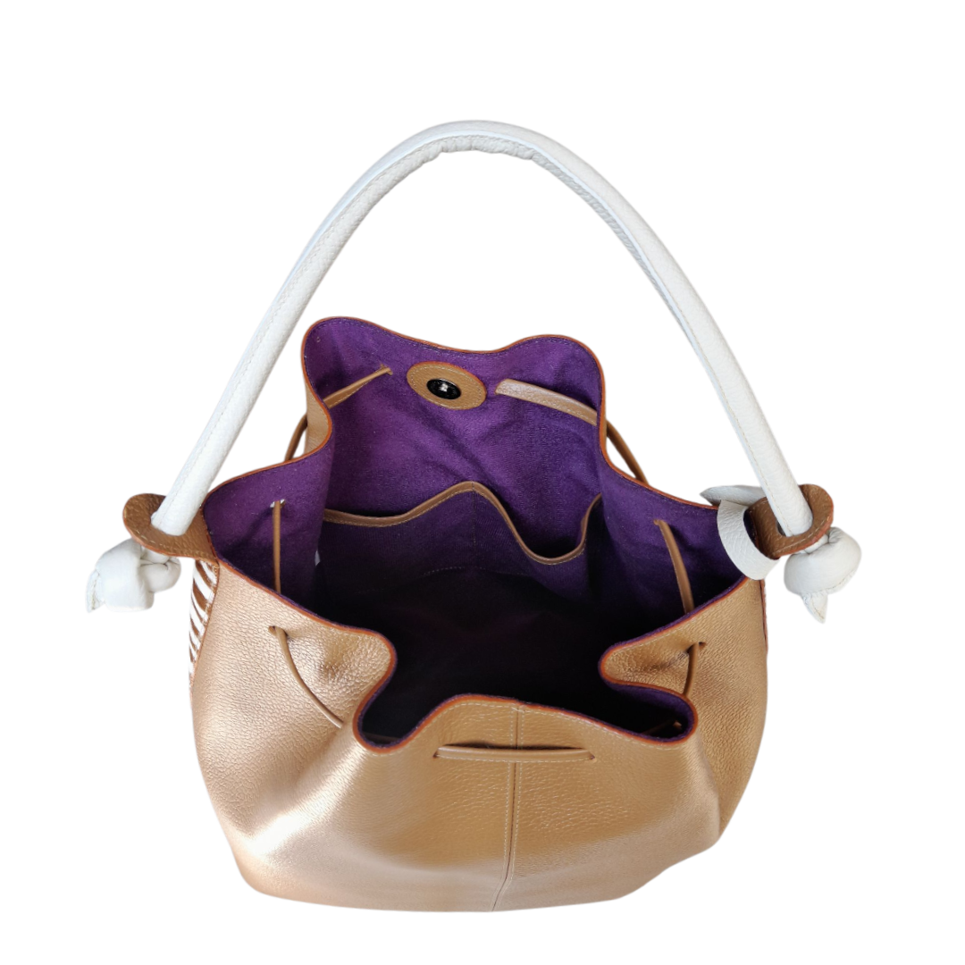 Bolso en cuero para mujer color miel