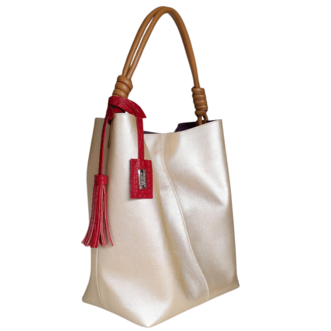 Bolso en cuero para mujer color oro
