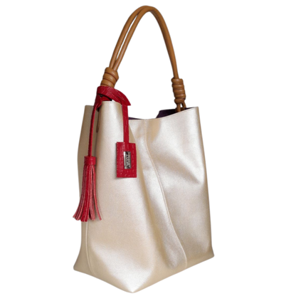 Bolso en cuero para mujer color oro