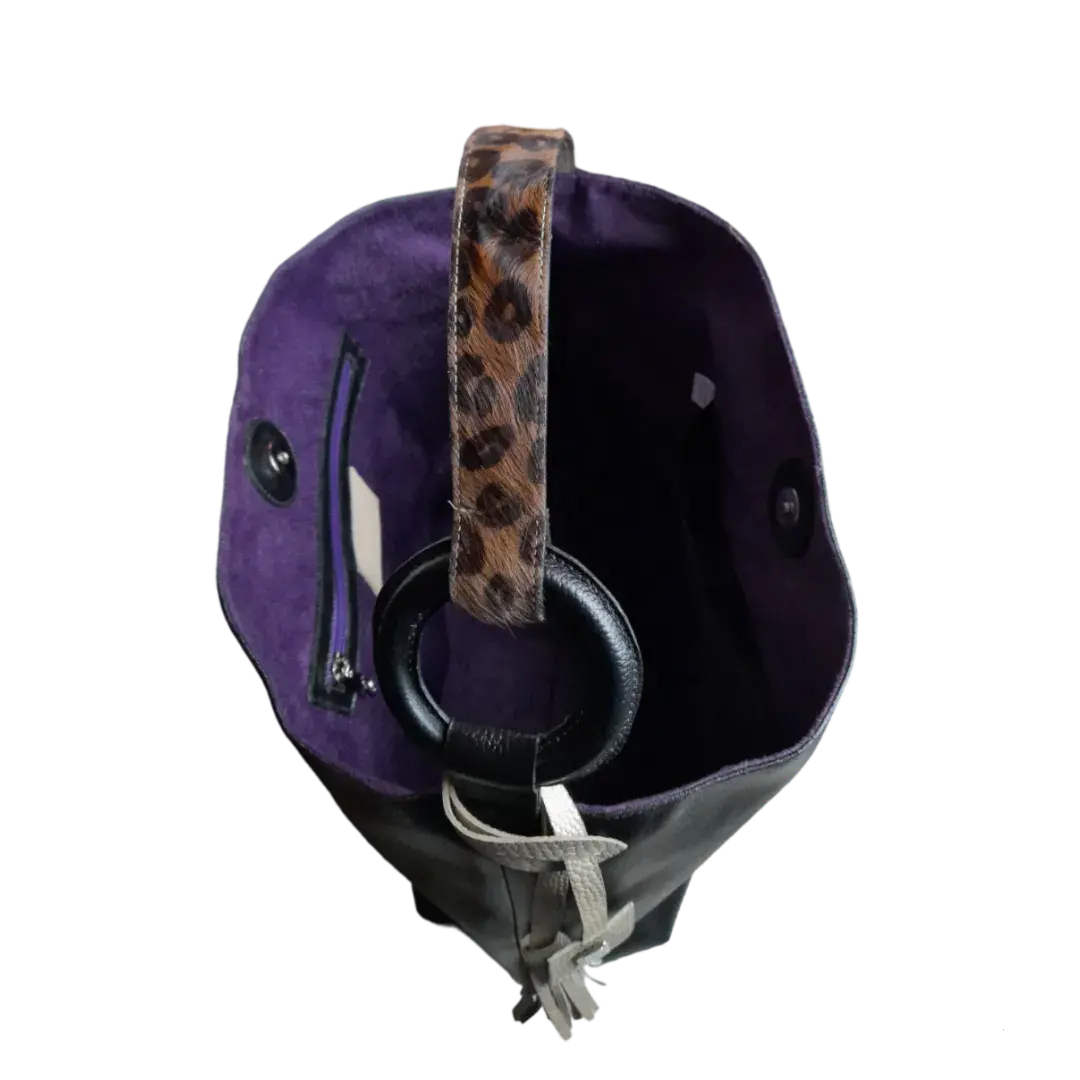 Bolso en cuero para mujer Nora negro
