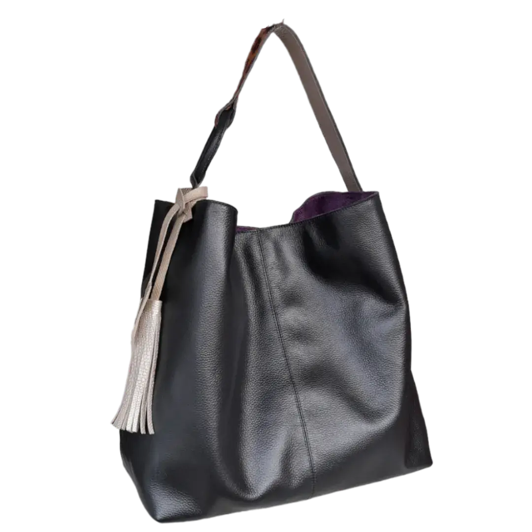 Bolso en cuero para mujer Nora negro
