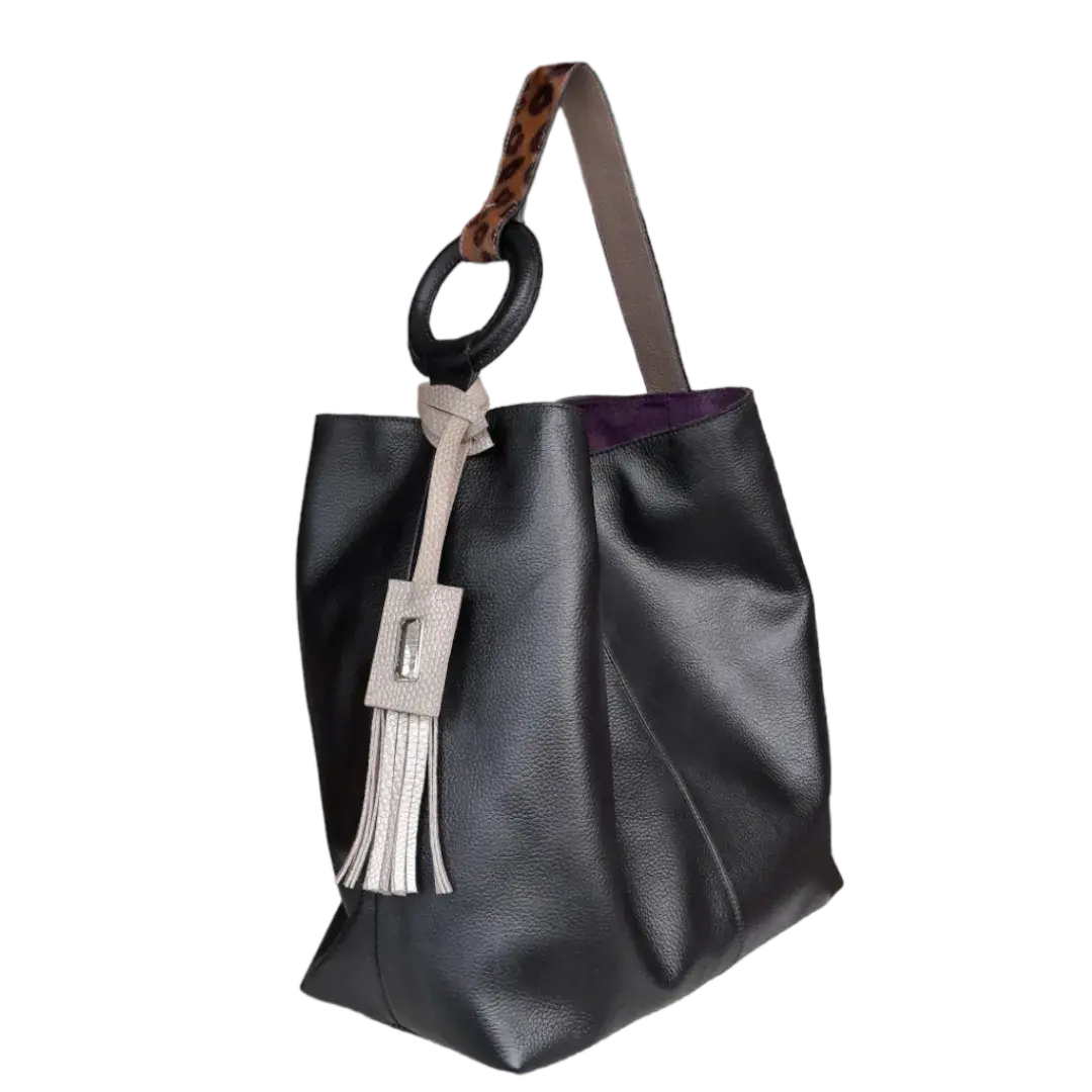 Bolso en cuero para mujer Nora negro
