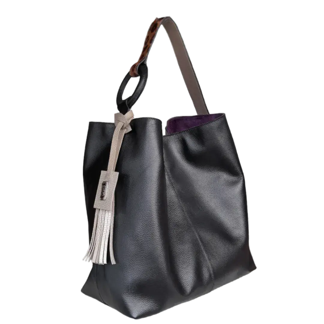 Bolso en cuero para mujer Nora negro
