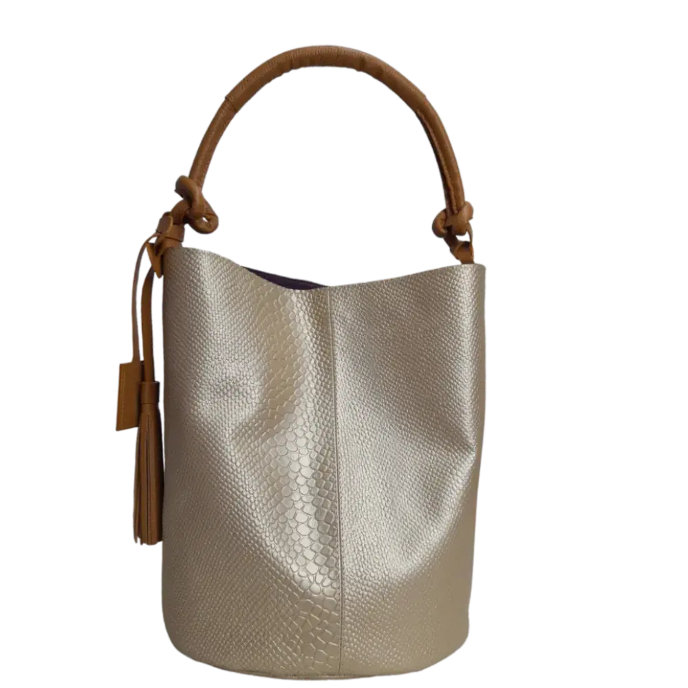 Bolso en cuero para mujer Olivia anaconda oro peltre