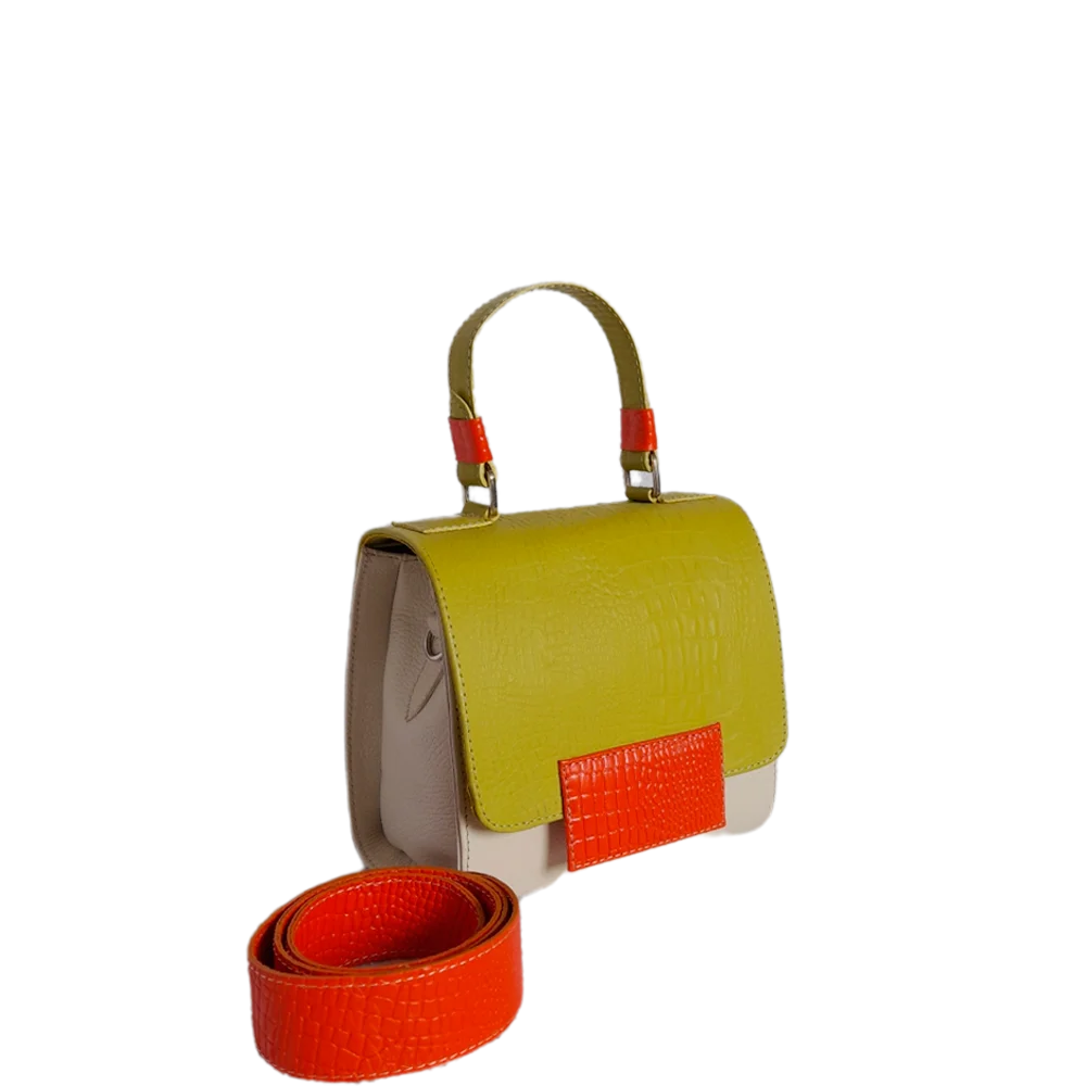 Bolso en cuero para mujer Elizabeth reptil verde limon