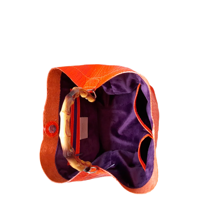 Bolso en cuero para mujer Claire reptil naranja