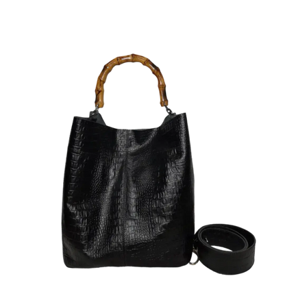 Bolso en cuero para mujer Claire reptil negro