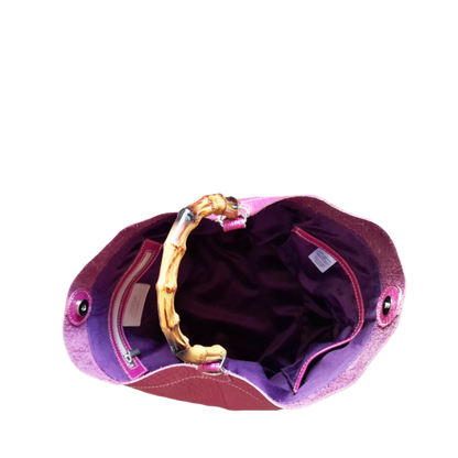 Bolso en cuero para mujer Claire reptil fucsia