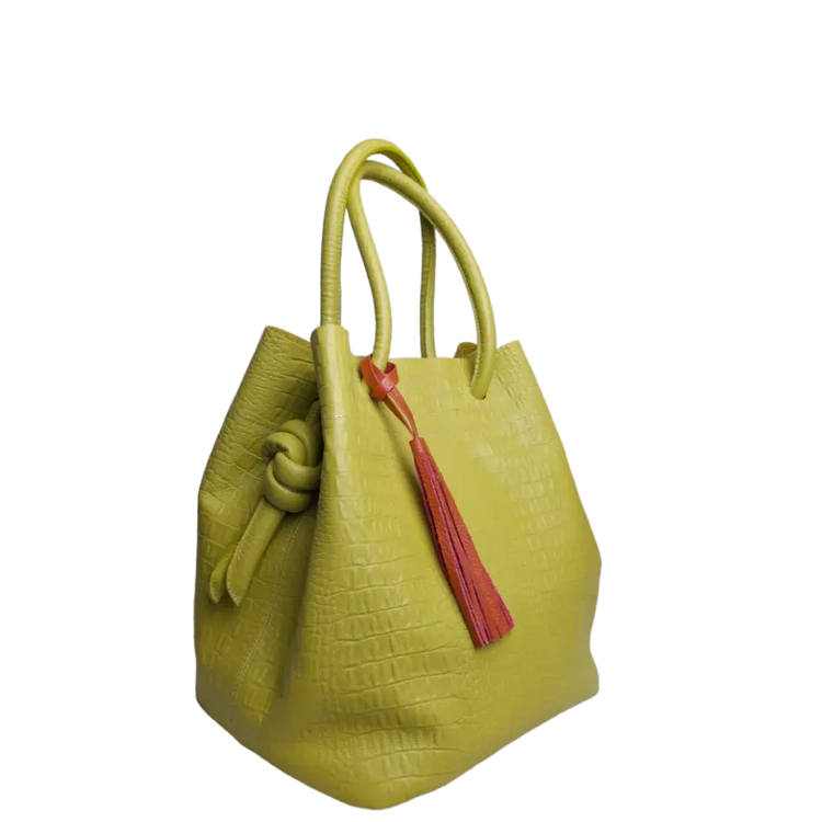 Bolso en cuero para mujer Brigitte reptil verde limon