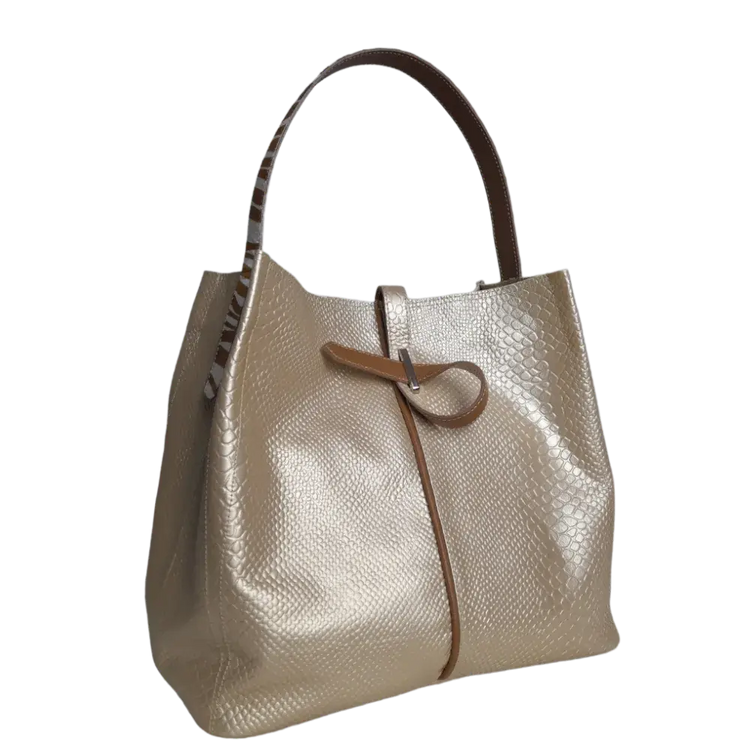Bolso en cuero para mujer Lucy Anaconda Oro