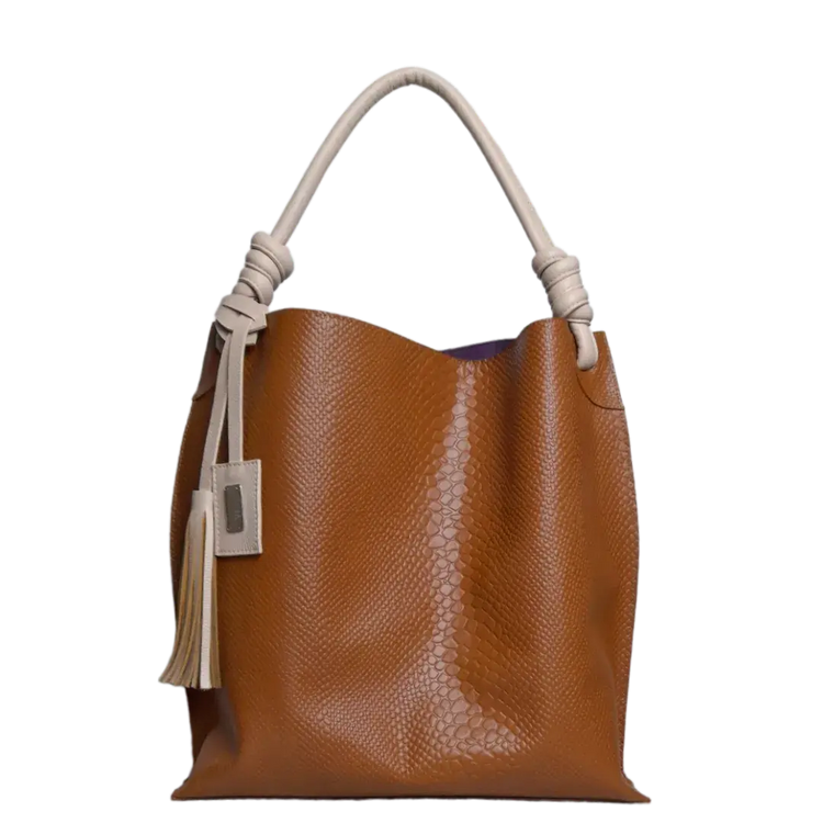 Bolso en cuero para mujer Fernanda anaconda miel