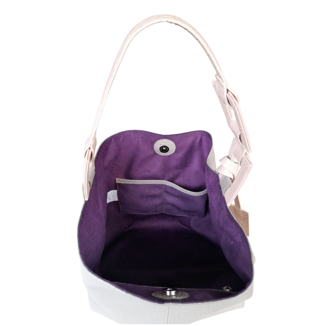 Bolso en cuero para mujer reptil taupe