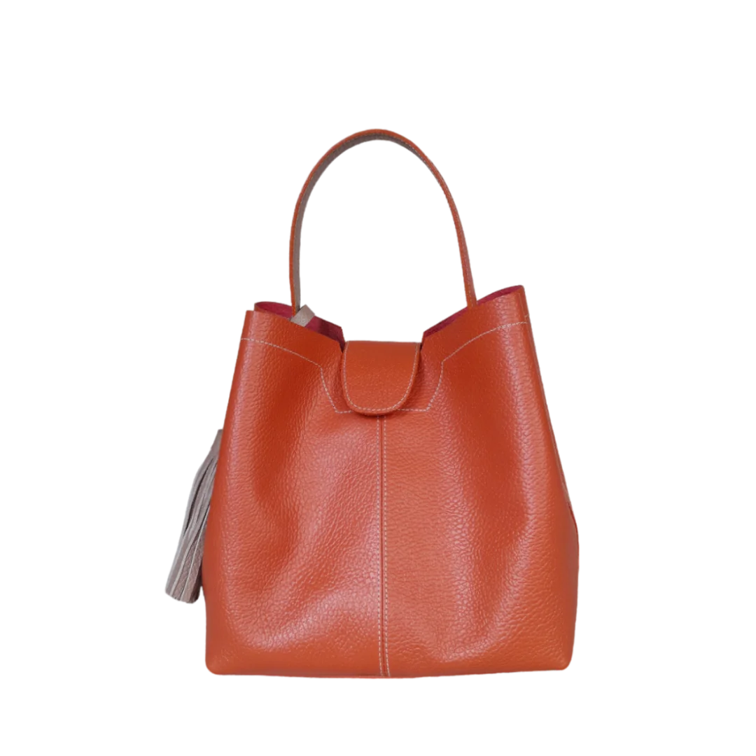 Bolso pequeño en cuero para mujer Lucia color jengibre