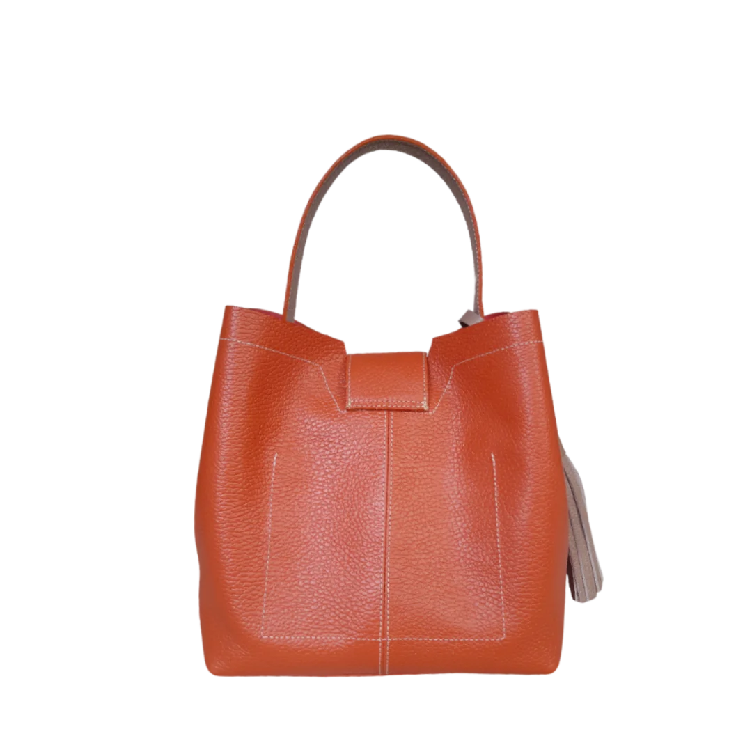 Bolso pequeño en cuero para mujer Lucia color jengibre