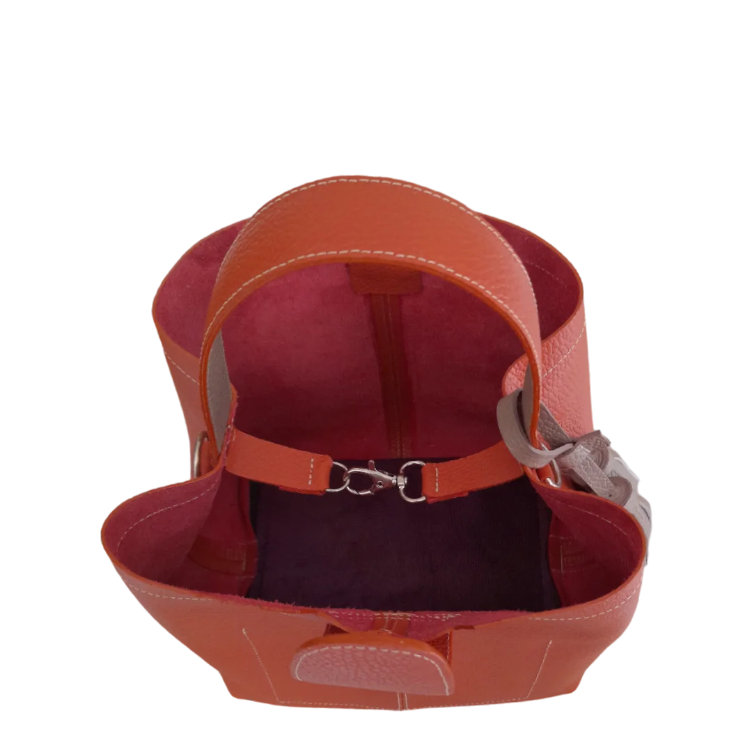 Bolso pequeño en cuero para mujer Lucia color jengibre