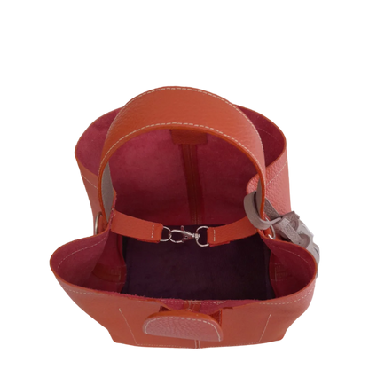 Bolso pequeño en cuero para mujer Lucia color jengibre